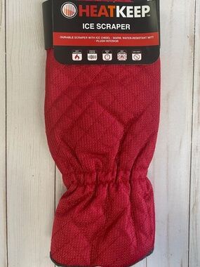 Fleece Lined Auto Car Windshield Fleece Lined Ice Scraper Glove Mitt RED NEW